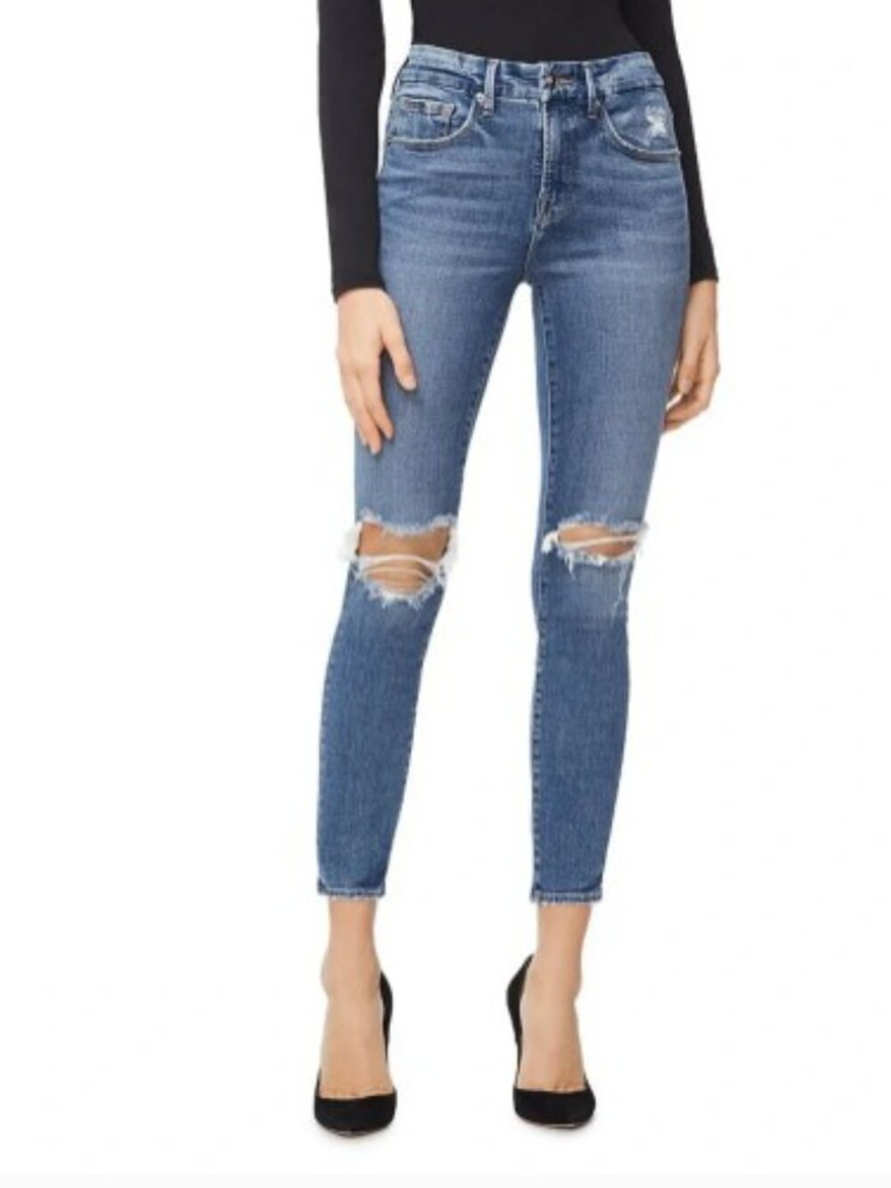 Dark Blue Distressed Women's Jeans